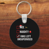 Nice Naughty Left Unsupervised Funny Christmas Sleutelhanger (Voorkant)