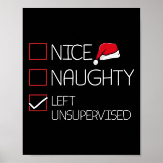Nice Naughty liet zonder toezicht kerstpyjama fu Poster