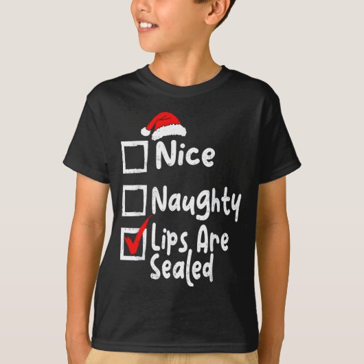 Nice Naughty Lips Funny Christmas List Family Matc T-shirt (Voorkant)