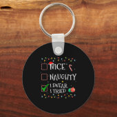 Nice Naughty List I Swear I Tried Santa Hat Christ Sleutelhanger (Voorkant)