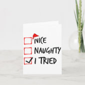 Nice Naughty List I Tried Funny Christmas Santa Cl Kaart (Voorkant)