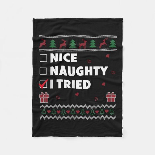 Nice Naughty List Ugly Christmas Design Funny I Tr Fleece Deken (Voorkant)