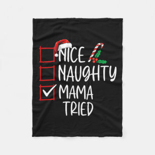 Nice Naughty Mama Tried Kerstlijstkerstman Fleece Deken