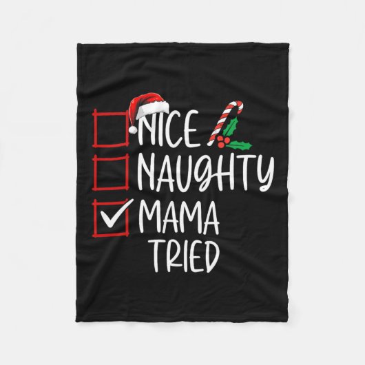 Nice Naughty Mama Tried Kerstlijstkerstman Fleece Deken (Voorkant)
