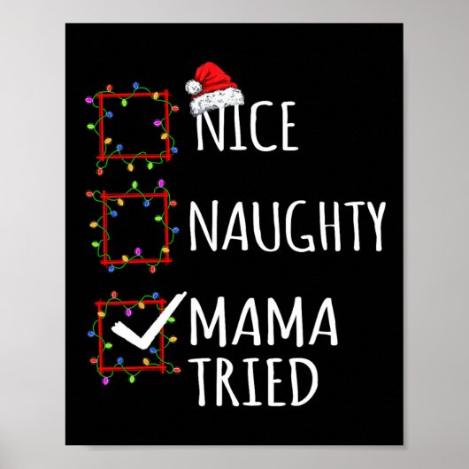 Nice Naughty Mama Tried Kerstlijstkerstman Poster (Voorkant)