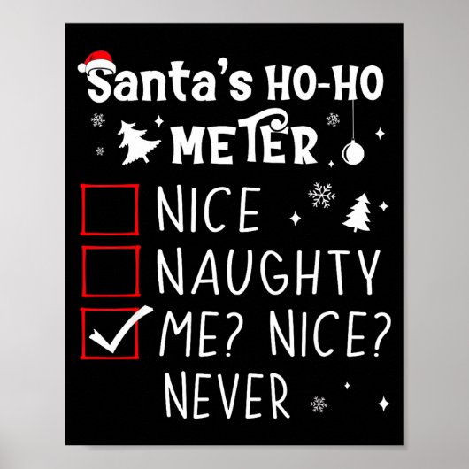 Nice Naughty Me_ Nice_ Never_ Christmas List Santa Poster (Voorkant)