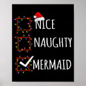 Nice Naughty Mermaid Christmas List Santa Claus Fu Poster (Voorkant)