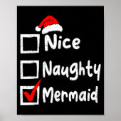Nice Naughty Mermaid Funny Christmas List Family M Poster (Voorkant)