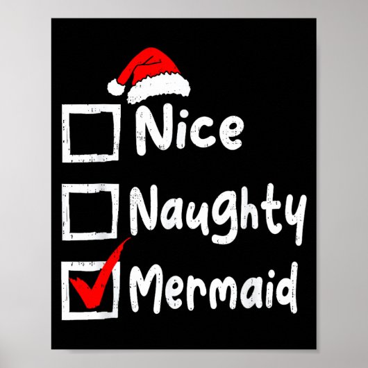 Nice Naughty Mermaid Funny Christmas List Family M Poster (Voorkant)