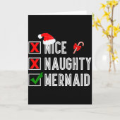 Nice Naughty Mermaid Merry Christmas Santa Claus X Kaart (Gele Bloem)