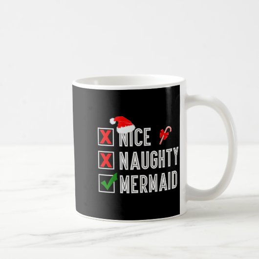 Nice Naughty Mermaid Merry Christmas Santa Claus X Koffiemok (Rechts)
