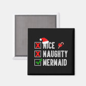Nice Naughty Mermaid Merry Christmas Santa Claus X Magneet (Voorkant / Achterkant)