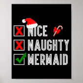 Nice Naughty Mermaid Merry Christmas Santa Claus X Poster (Voorkant)