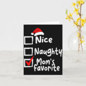 Nice Naughty Mom's Favorite Funny Christmas List F Kaart (Gele Bloem)