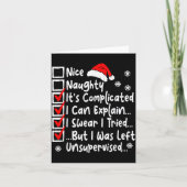 Nice Naughty Multi Checklist Funny Christmas List Kaart (Voorkant)