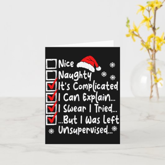 Nice Naughty Multi Checklist Funny Christmas List Kaart (Gele Bloem)