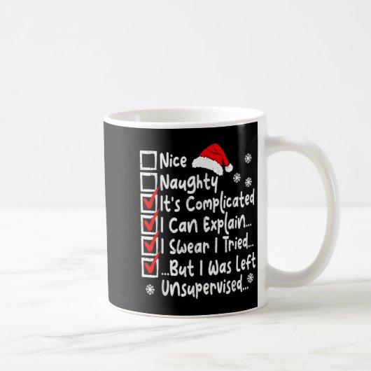 Nice Naughty Multi Checklist Funny Christmas List Koffiemok (Rechts)