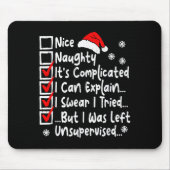 Nice Naughty Multi Checklist Funny Christmas List Muismat (Voorkant)