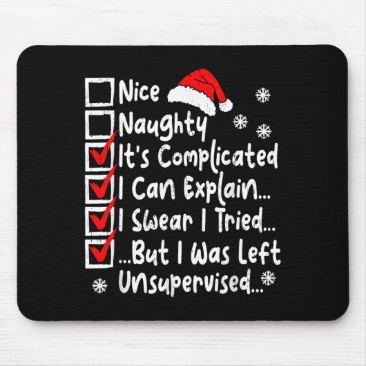 Nice Naughty Multi Checklist Funny Christmas List Muismat (Voorkant)