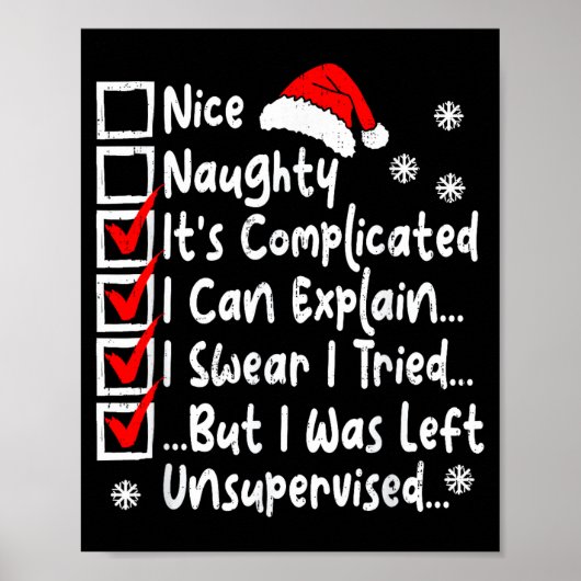 Nice Naughty Multi Checklist Funny Christmas List  Poster (Voorkant)