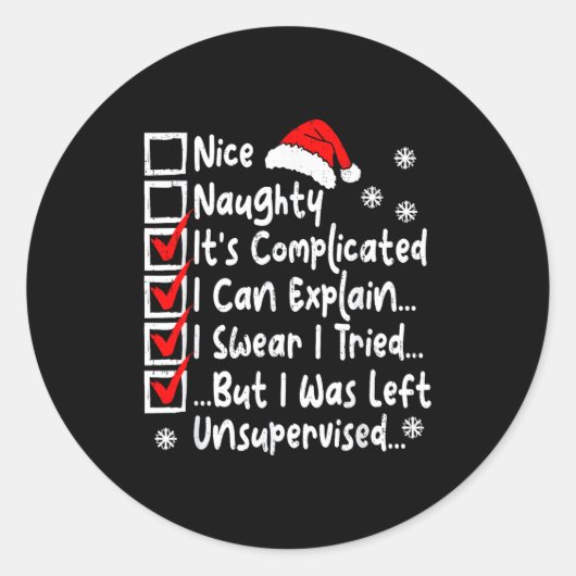 Nice Naughty Multi Checklist Funny Christmas List Ronde Sticker (Voorkant)
