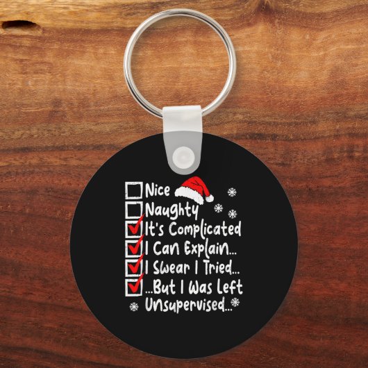 Nice Naughty Multi Checklist Funny Christmas List Sleutelhanger (Voorkant)