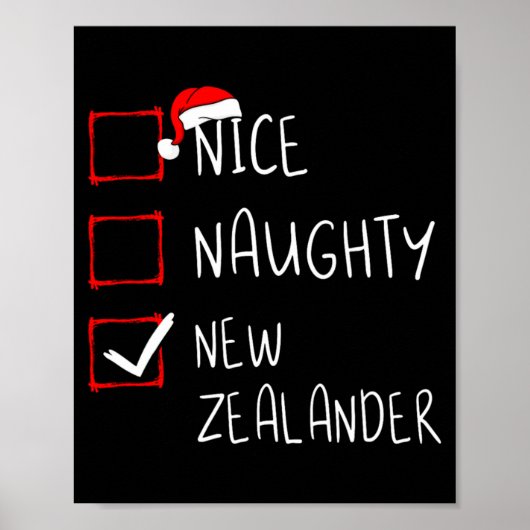 Nice Naughty New Zealander Christmas New Zealand H Poster (Voorkant)