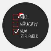 Nice Naughty New Zealander Christmas New Zealand H Ronde Sticker (Voorkant)