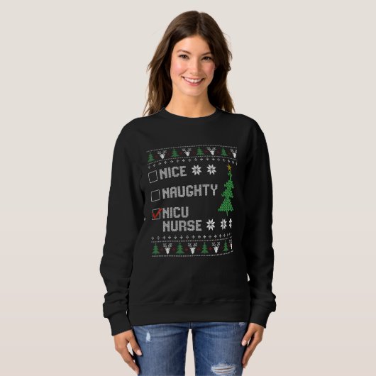 Nice Naughty NICU Nurse  Ugly Christmas Sweater (Voorkant volledig)