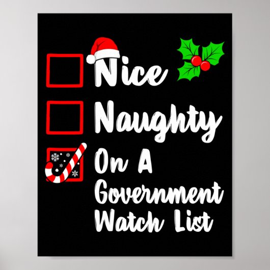 Nice Naughty On A Government Watch List Christmas Poster (Voorkant)