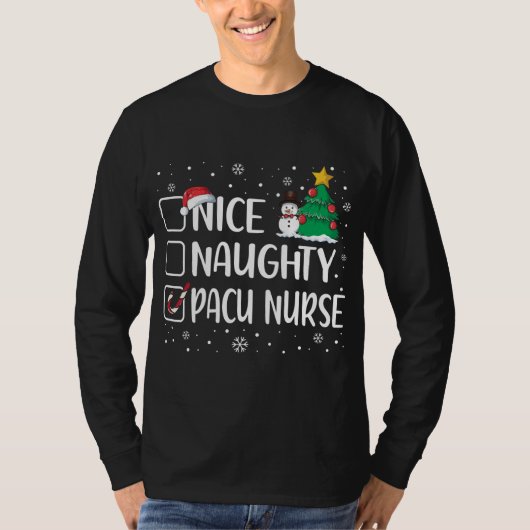 Nice Naughty Pacu Nurse Funny Christmas Pajama Xma T-shirt (Voorkant)