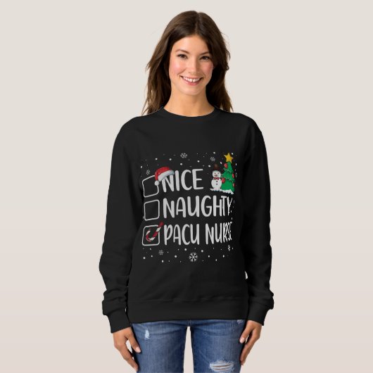 Nice Naughty Pacu Nurse Funny Christmas Pajama Xma Trui (Voorkant volledig)