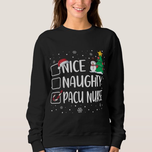 Nice Naughty Pacu Nurse Funny Christmas Pajama Xma Trui (Voorkant)