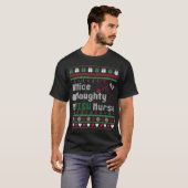 Nice Naughty PICU Zurse Funny Ugly Kerstmis T-shirt (Voorkant volledig)