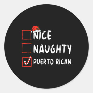 Nice Naughty Puerto Ricaanse kerstman Puerto Rico  Ronde Sticker