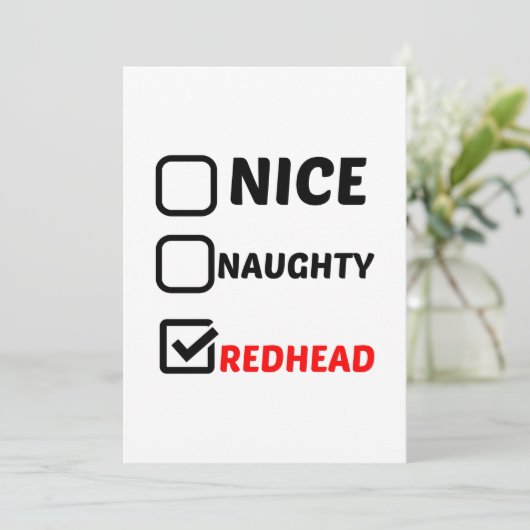 NICE NAUGHTY REDHEAD BEDANKKAART (Staand voorkant)