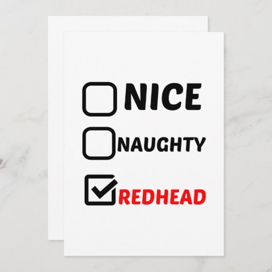 NICE NAUGHTY REDHEAD BEDANKKAART (Voorkant / Achterkant)