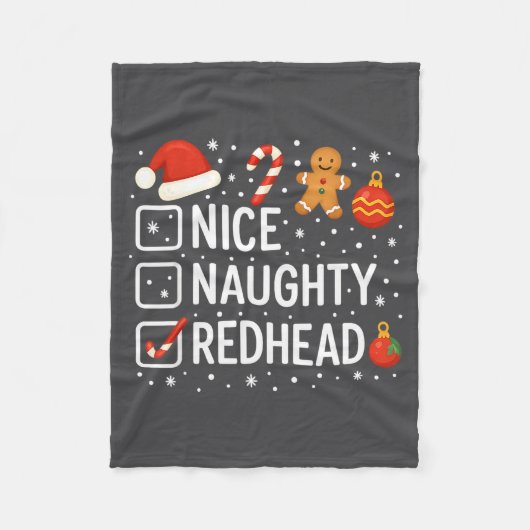 Nice Naughty Redhead Funny Christmas Quote  Fleece Deken (Voorkant)