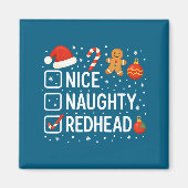 Nice Naughty Redhead Funny Christmas Quote  Magneet (Voorkant)