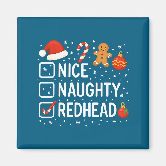 Nice Naughty Redhead Funny Christmas Quote Magneet (Voorkant)