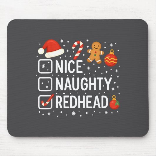 Nice Naughty Redhead Funny Christmas Quote Muismat (Voorkant)