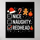 Nice Naughty Redhead Funny Christmas Quote  Poster (Voorkant)