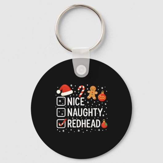 Nice Naughty Redhead Funny Christmas Quote  Sleutelhanger (Voorkant)