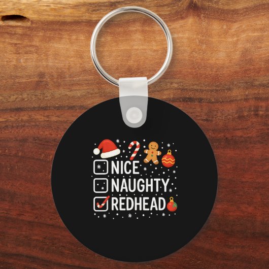 Nice Naughty Redhead Funny Christmas Quote  Sleutelhanger (Voorkant)