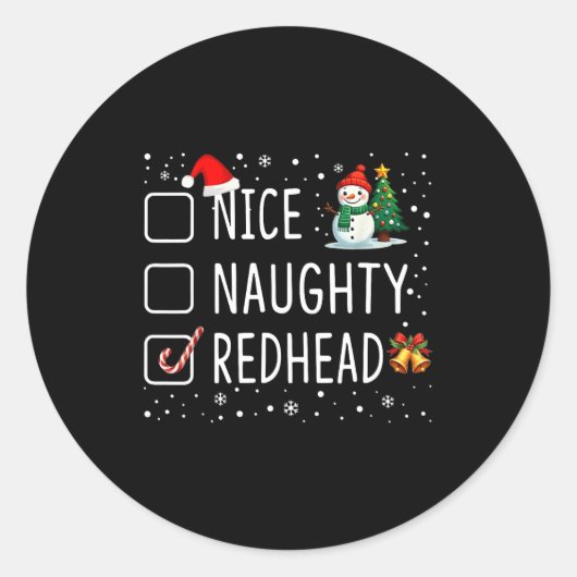 Nice Naughty Redhead  Ronde Sticker (Voorkant)