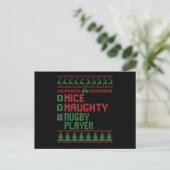 Nice Naughty Rugby Player Funny Kerstcadeau Briefkaart (Staand voorkant)