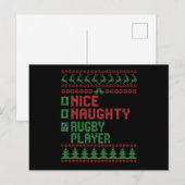 Nice Naughty Rugby Player Funny Kerstcadeau Briefkaart (Voorkant / Achterkant)