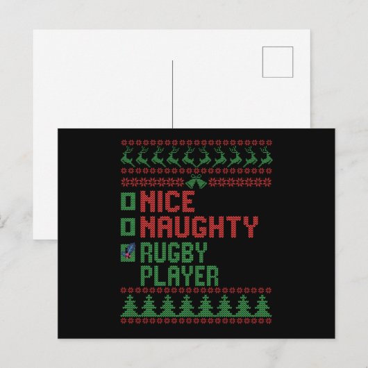 Nice Naughty Rugby Player Funny Kerstcadeau Briefkaart (Voorkant / Achterkant)