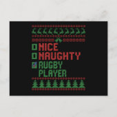 Nice Naughty Rugby Player Funny Kerstcadeau Briefkaart (Voorkant)