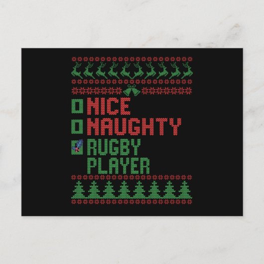Nice Naughty Rugby Player Funny Kerstcadeau Briefkaart (Voorkant)
